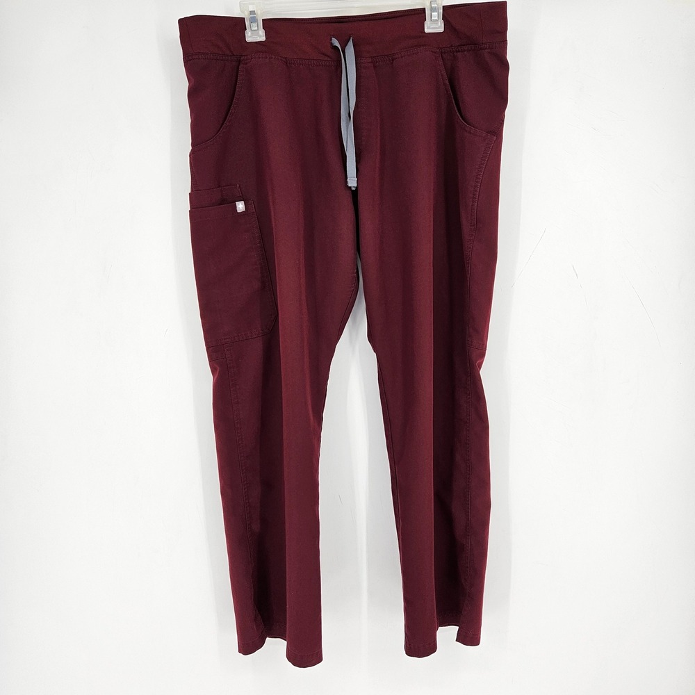 Figs Scrub Pants Womens Extra Large Petite Kade Cargo Pockets Medical Burgundy